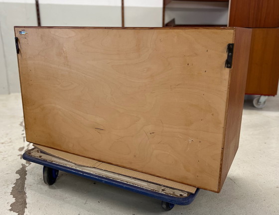 Image 1 of Teak Tambour Door Cabinet By Kai Kristiansen For Feldballes