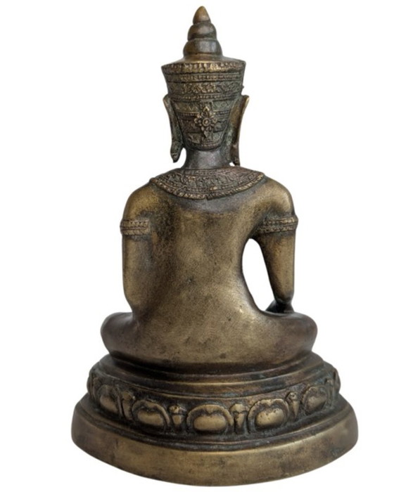 Zittende Boeddha van verguld brons – Ayutthaya-Rattanakosin-overgang – Beeldhouwkunst, Bronze, Gold (photo 5 of 9)