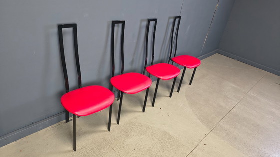 Image 1 of Vintage postmoderne eetkamerstoelen van Cattelan Italila