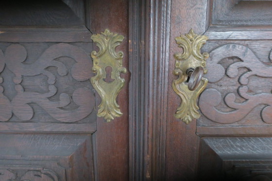 Image 1 of Antique Carved Oak Farmhouse Wardrobe, 1780