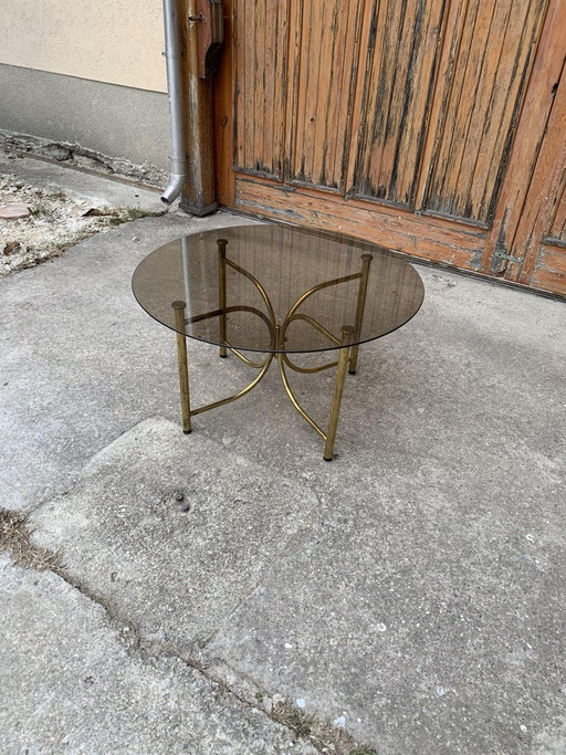 Vintage Messing Ronde Salontafel, Jaren 70