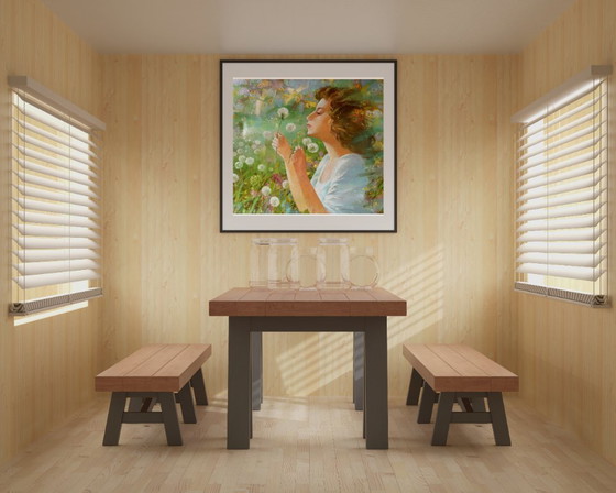 Original Oil Painting Abstract Figurative Girl Meadow Dandelions – Paintings & Drawings, Canvas (photo 3 of 12)