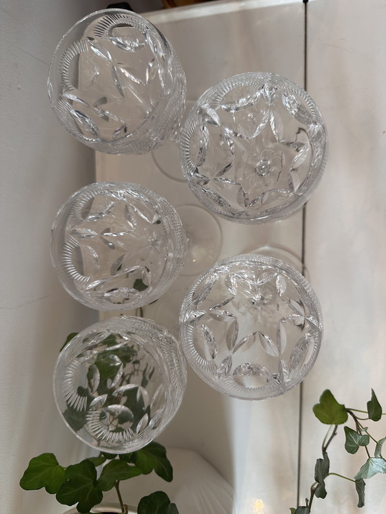 Image 1 of Set di 5 bicchieri da vino in cristallo anni '70