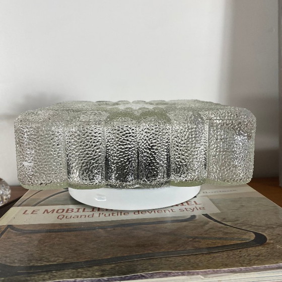 Old square Wall light ceiling light transparent glass flower vintage 1970 1980 (photo 5 of 9)