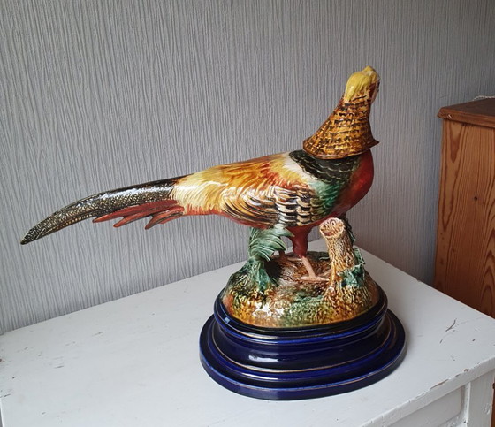 Image 1 of Large antique ceramic pheasant statue ca. 1900-1920