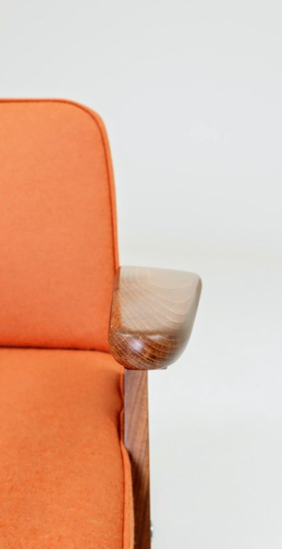 Image 1 of Vintage fauteuil natuurlijke wol Papaya oranje