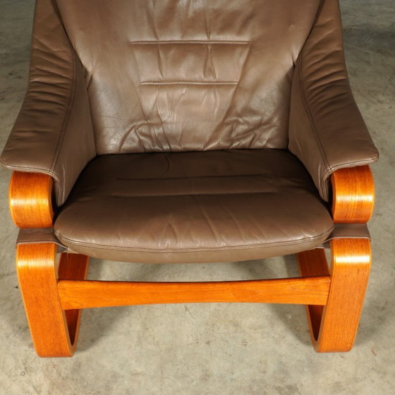 Image 1 of Deense “Apollo” fauteuil met hocker – Svend Skipper – jaren 70