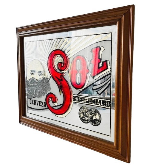 Image 1 of Vintage Mexicaanse Cerveza Sol bierspiegel 1960's