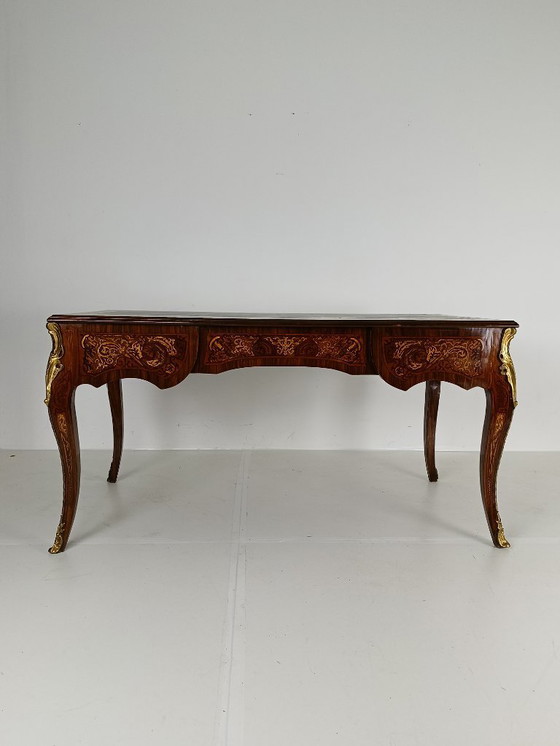 Image 1 of Escritorio plano Luis XV de doble cara de caoba y palisandro