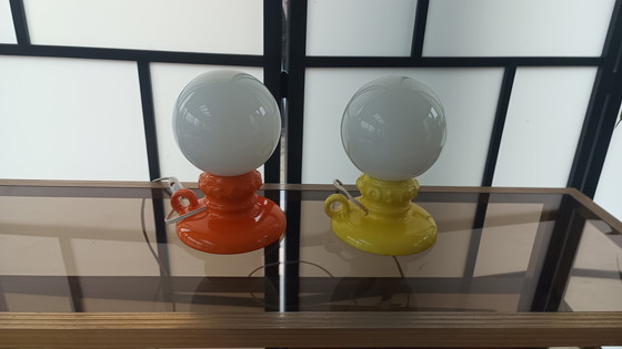Image 1 of 2 lampes de table, lampes de chevet, Allemagne, style vintage années 1960, époque spatiale