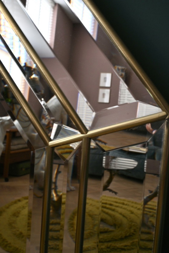 Image 1 of Large mirror with facet-cut glass, octagonal