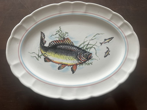 Teller à Poisson Vintage aus Céramique " Ceramica Castellana " 36/27 cm