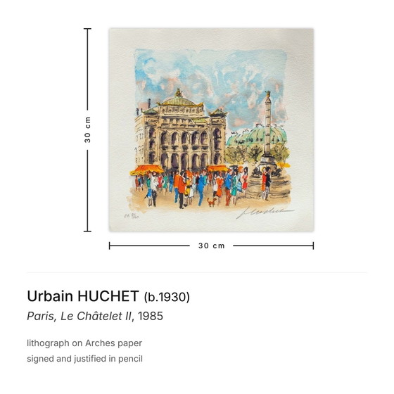 Image 1 of Urbain HUCHET Paris, Le Châtelet II Signierte Lithographie 1985