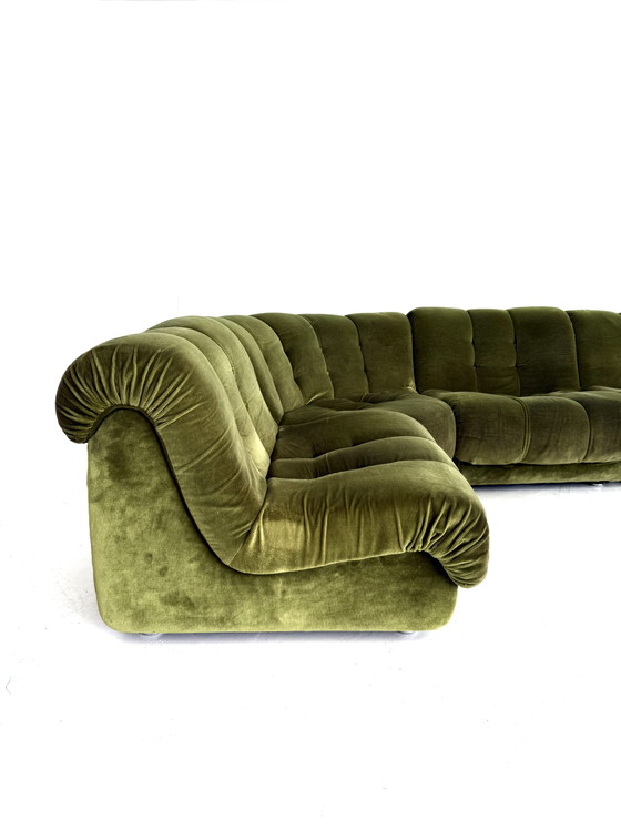 Divano modulare vintage con elementi in velluto, Italia anni '80 – Divani modulari, Wood, Textile (photo 11 of 15)