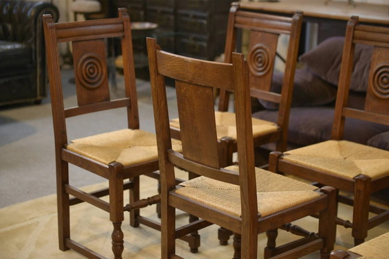 Set of 6 brutalist oak chairs from the 1950s. – Dining chairs (photo 12 of 15)