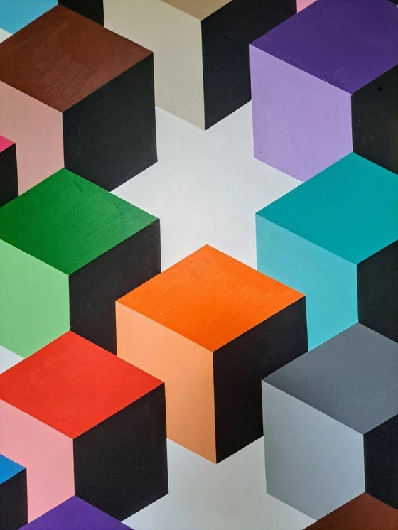 Image 1 of "Cubismo" - Franklin van Dam - Acrílico sobre DM - 95 × 95 cm - Abstracto y geométrico