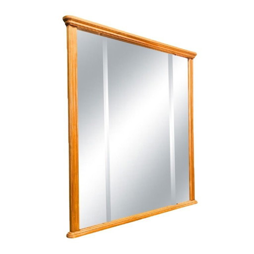 Vintage Beveled Mirror with Curved Wood Frame, Spain, 1960s