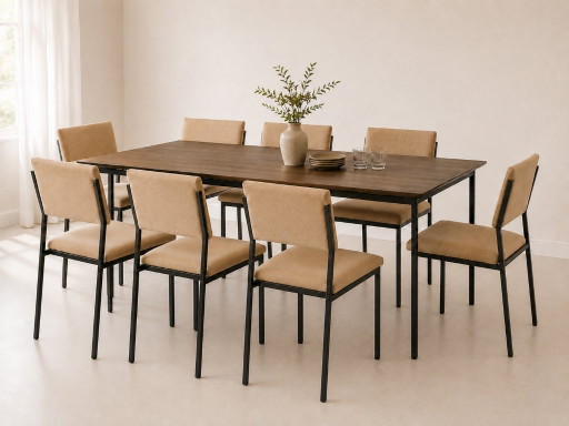 Set of 8 Pastoe SM07 dining chairs / Cees Braakman / 1960s / original upholstery / black steel frame
