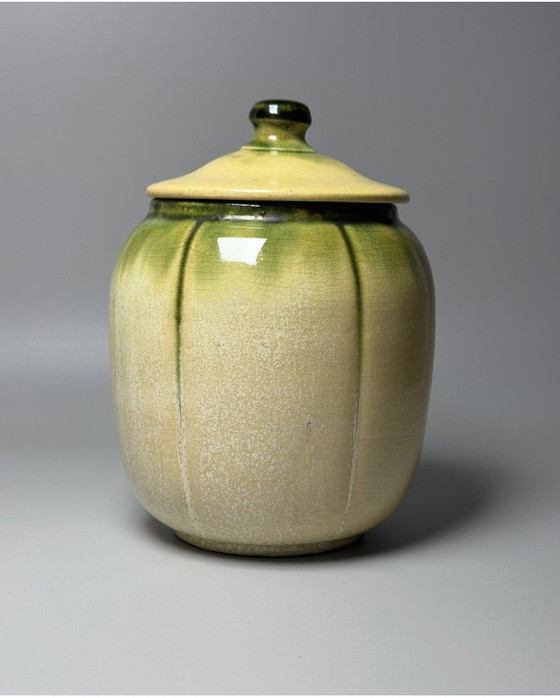 Image 1 of Art Deco Covered Tobacco Jar – S.A. des Faïenceries de Thulin, Belgium, circa 1920s–1930s
