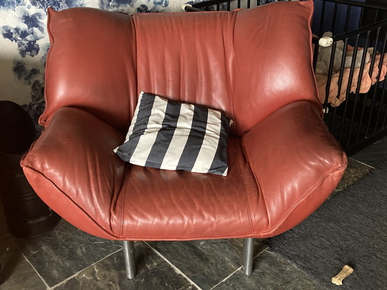 Image 1 of Leolux Tango 2+ 3-Sitzer-Sofa blau und Sessel rot