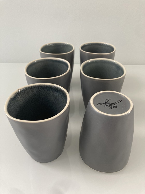 Image 1 of Set Of Six Blue Gray Espresso Cups