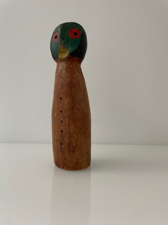 Image 1 of Figurine vintage en bois sculpté, de style primitif et expressif