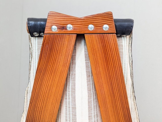 Image 1 of Sculptural Pine Lounge Chair with Table in the Style of Pierre Chapo, France, 1970s