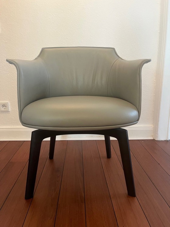 Image 1 of 4x Poltrona Frau / Archibald sedie girevoli in pelle sala da pranzo