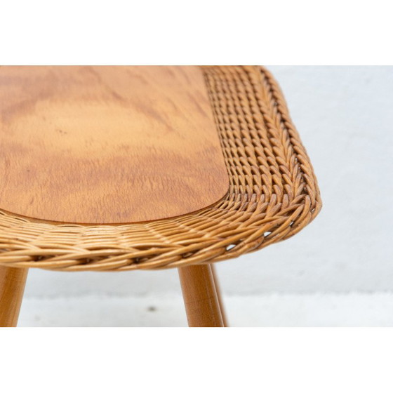 Image 1 of Mid century rattan stool by Jan Kalous for Úluv, Czechoslovakia 1960s