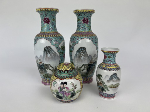 Jingdezhen Proc Vases Family Roses