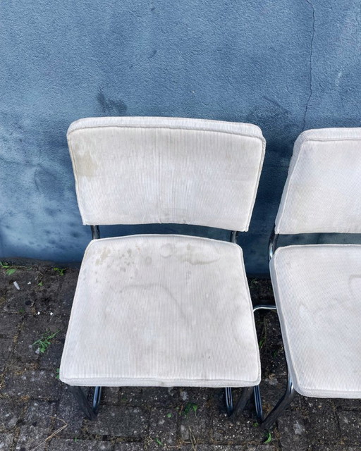 White rib tube frame chairs (2 pieces)