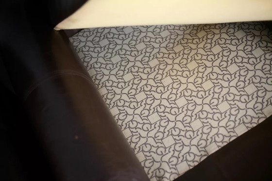 Image 1 of 2x Bruine Leren Fauteuils Roestvrijstalen Poten