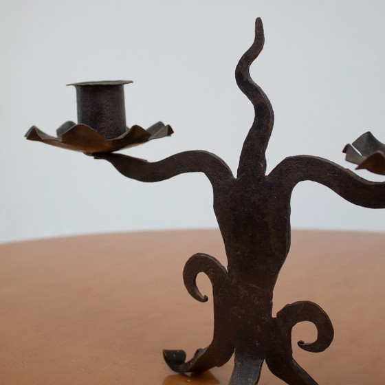 Image 1 of Coppia di portacandele brutalisti in ferro