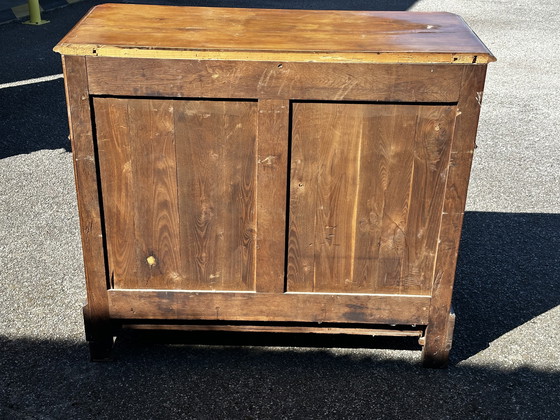 Image 1 of Antieke secretaire met klapdeur van notenhout - periode Lodewijk Philippe