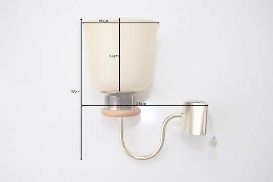 Image 1 of Set of 2 wall lamps brass glass shade 80s J Vintage