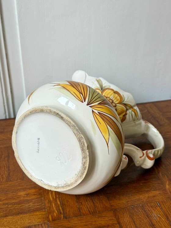 Image 1 of Vintage Italian Bassano Ceramic Hand-Painted Pitcher