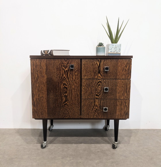 Image 1 of Vintage Wenge Chest of Drawers on Castors