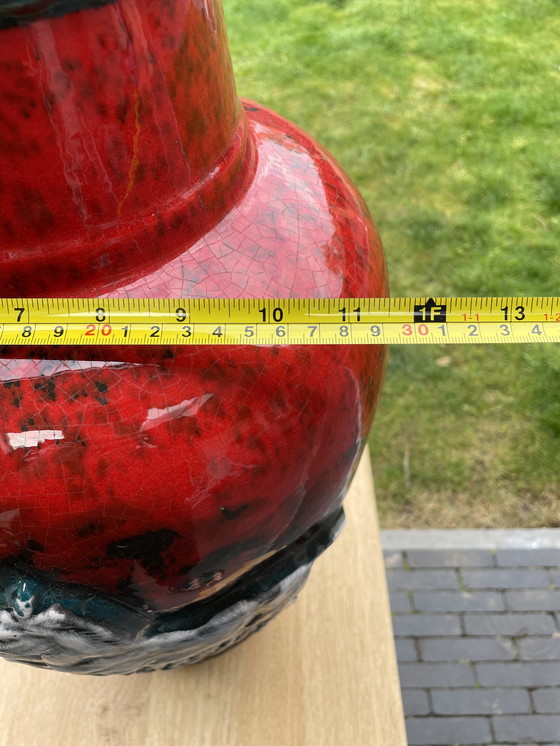 Image 1 of Vintage Duitse Fat Lava Vaas Paarden Jaren 70