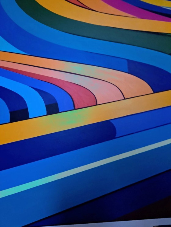 Image 1 of Lever du Soleil - dipinto astratto colorato di Franklin van Dam - Acrilico su MDF - 105 × 84 cm