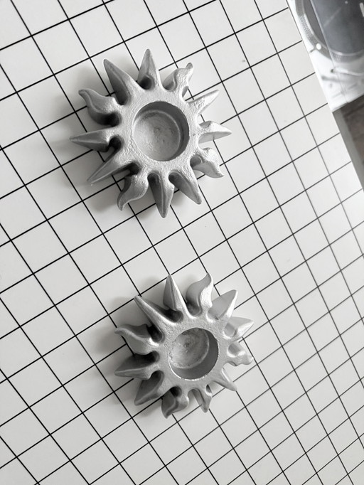 Pair of candlesticks signed Nabytek, vintage design 1980