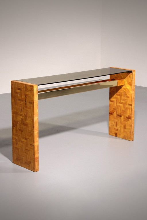 Max Papiri Braided Banana Wood & Smoked Glass Side Table – A Sculptural Modern Classic