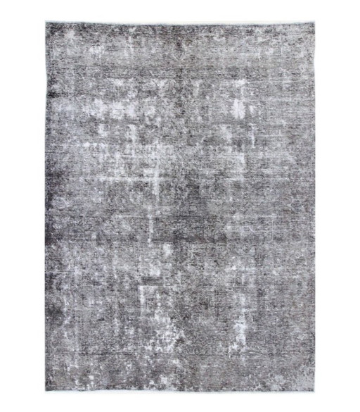 Alfombra Oriental Anudada a Mano Vintage Art Diseño Clásico y en Relieve 280 x 202 cm Color Gris