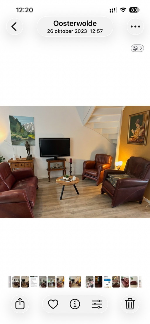 English-style leather seating area