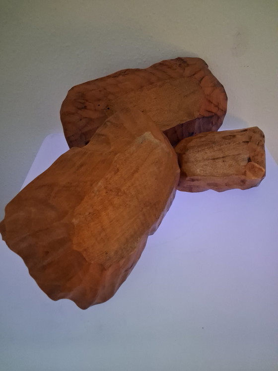 Image 1 of 3 ciotole in teak stile brutalista di metà secolo