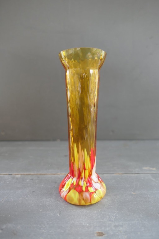 Art deco amber glazen vaas