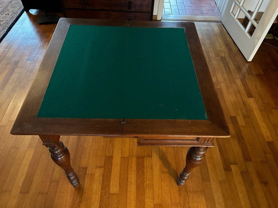 Image 1 of Mesa de bridge plegable antigua de alrededor de 1870