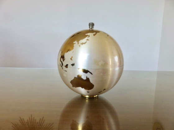 Image 1 of Large globe, brass cigarette dispenser, 1960s-70s