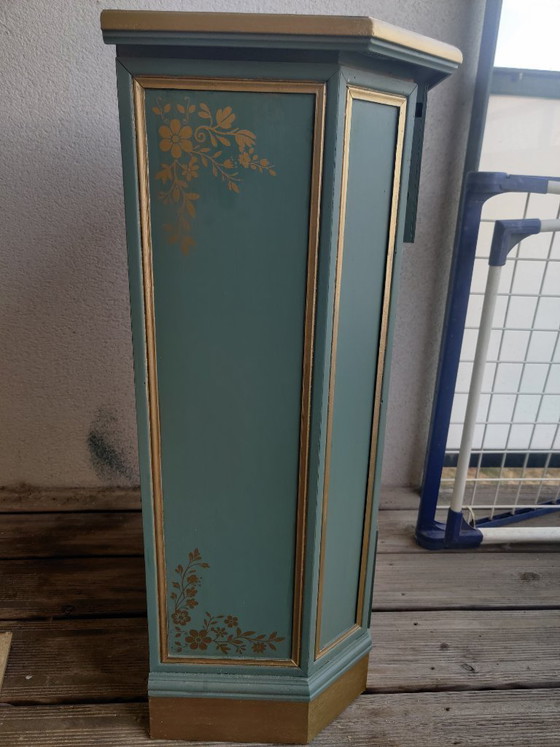 Image 1 of Refurbished vintage chest of drawers/week organizer – Sage Green & Floral Gold Trim