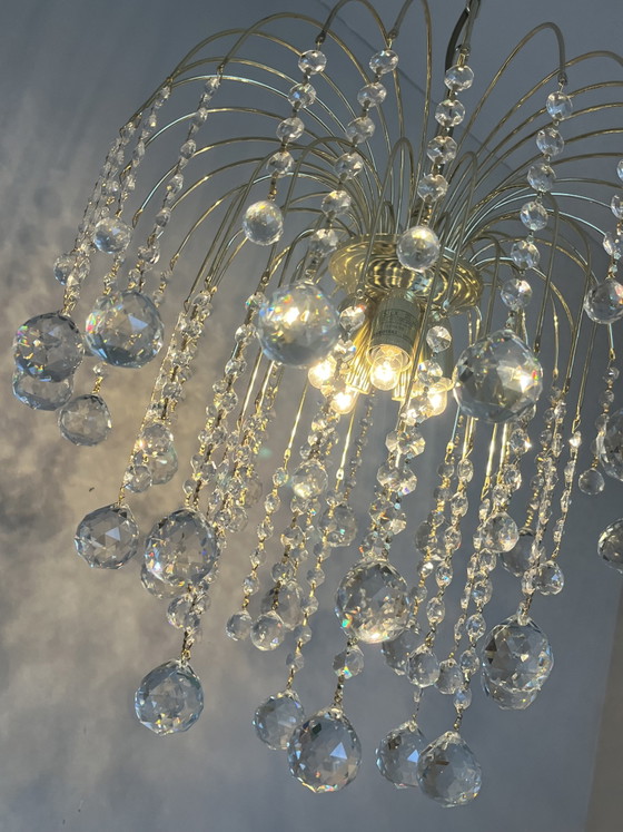 Vintage Swarovski Crystal Chandelier Pendant Lamp – Gold (photo 3 of 10)
