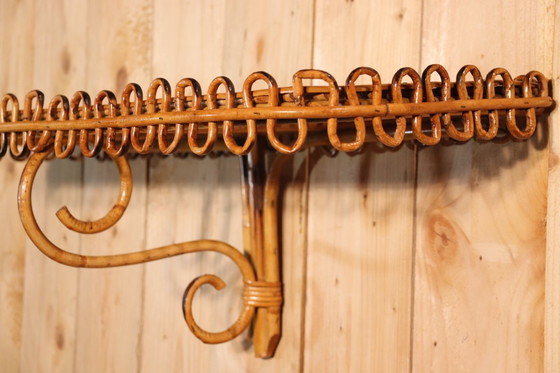 Image 1 of Spiegel en rotan standaard van Franco Albini, Italië 1960